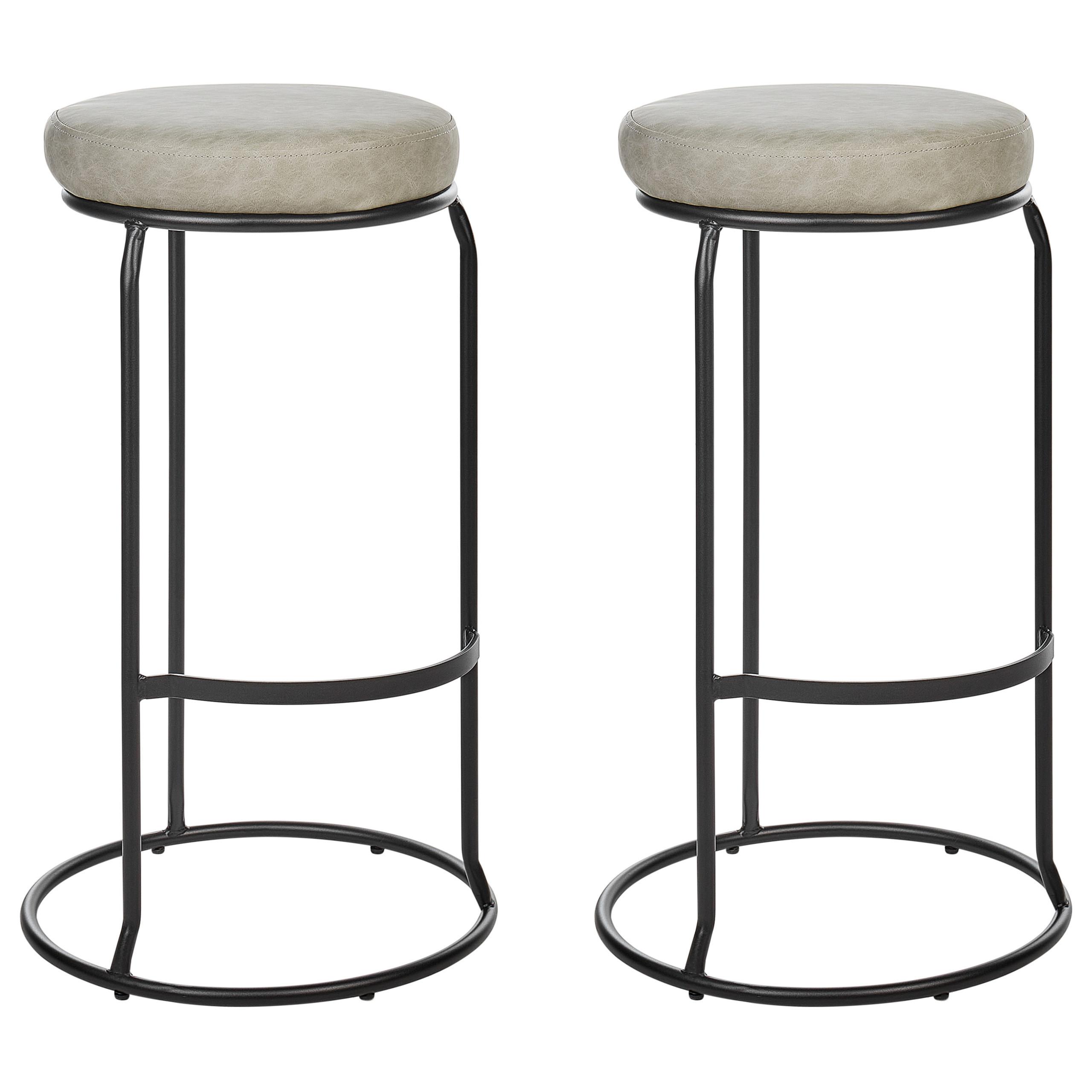 BARHOCKERN 2er-Set Hellgrau Milroy - Hellgrau/Schwarz, Kunststoff (43/74/43cm) - Beliani