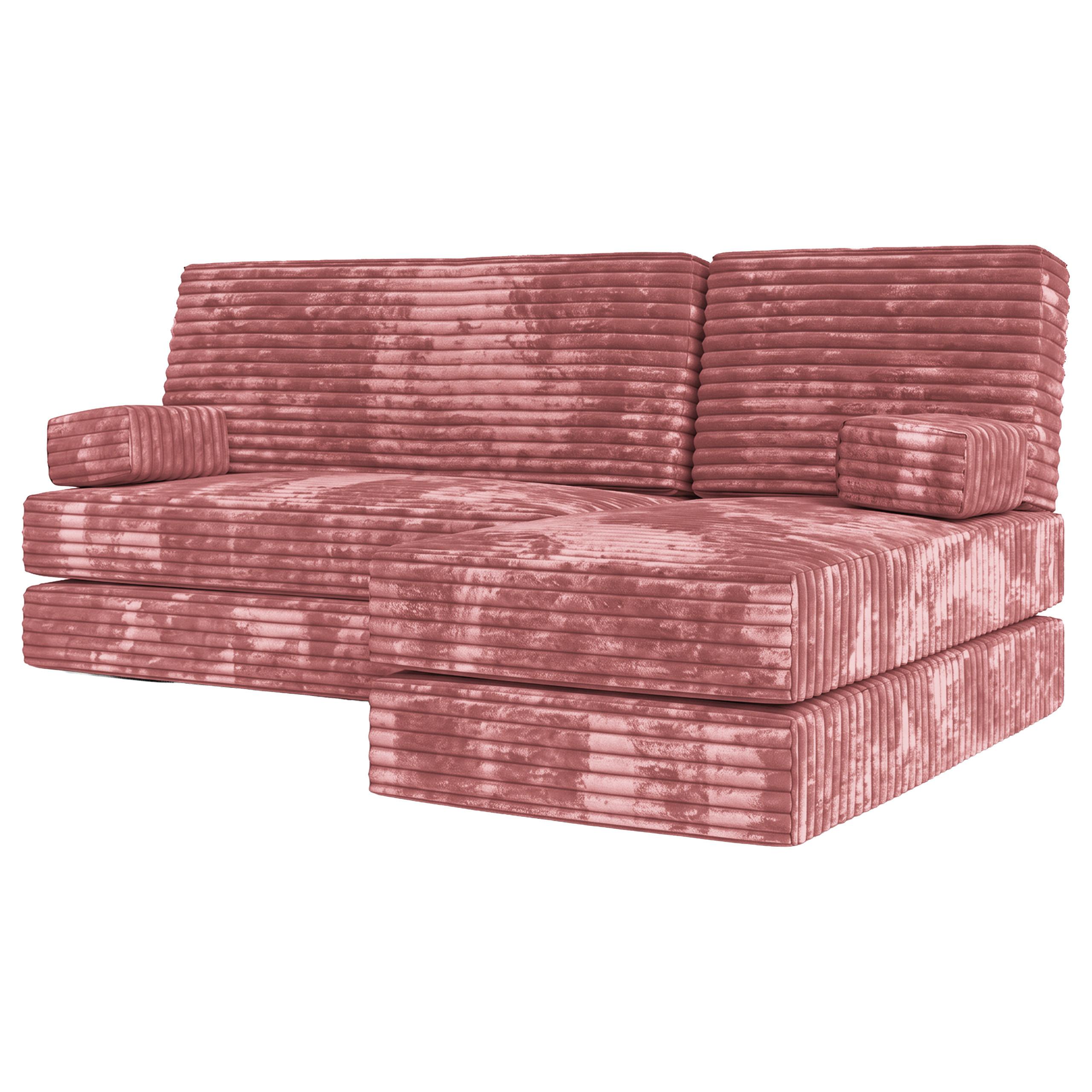 ECKSOFA NOTIA modulares Boneless Sofa mit Schlaffunktion Rosa Cordstoff - Rosa, Textil (200/120cm) - MASSENO