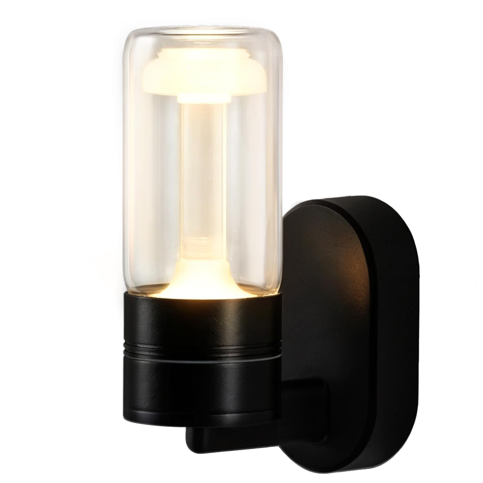 AUSSENWANDLEUCHTE Glenly 12.5/6.5/20 cm - Schwarz, Glas/Metall (12.5/6.5/20cm) - ZMH