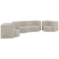 SITZGARNITUR SANOA 2+1+1 - Beige Cord - Beige, Textil (200/68/100cm) - MKS