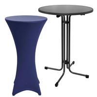STEHTISCH Sylt Ø 70cm Grau mit Stella Stehtischhusse Ø 70cm Blau - Blau/Schwarz, Kunststoff/Textil (70/70/110cm) - Beautissu 
