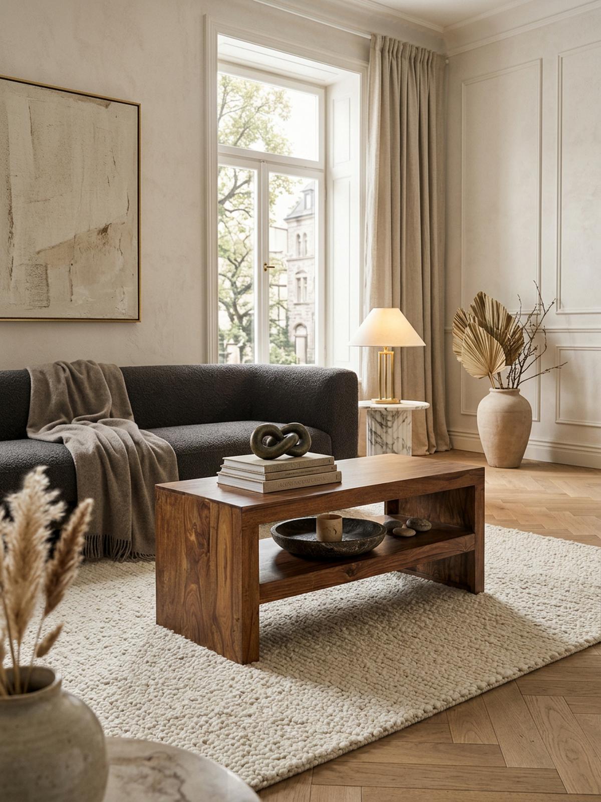 COUCHTISCH Sheesham Massivholz, Moderner Stil, 110x45x45 cm, Handgefertigt - Braun, Holz (45/110/45cm) - KADIMA DESIGN