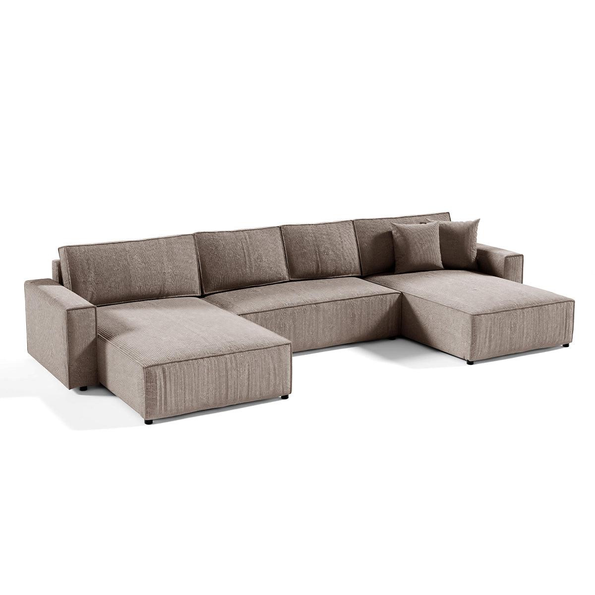 PANORAMASOFA Isaac 5 Sitzplätze Taupe - Taupe, Holzwerkstoff (398/85/185cm) - Petits-meubles