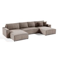 PANORAMASOFA Isaac 5 Sitzplätze Taupe - Taupe, Holzwerkstoff (398/85/185cm) - Petits-meubles