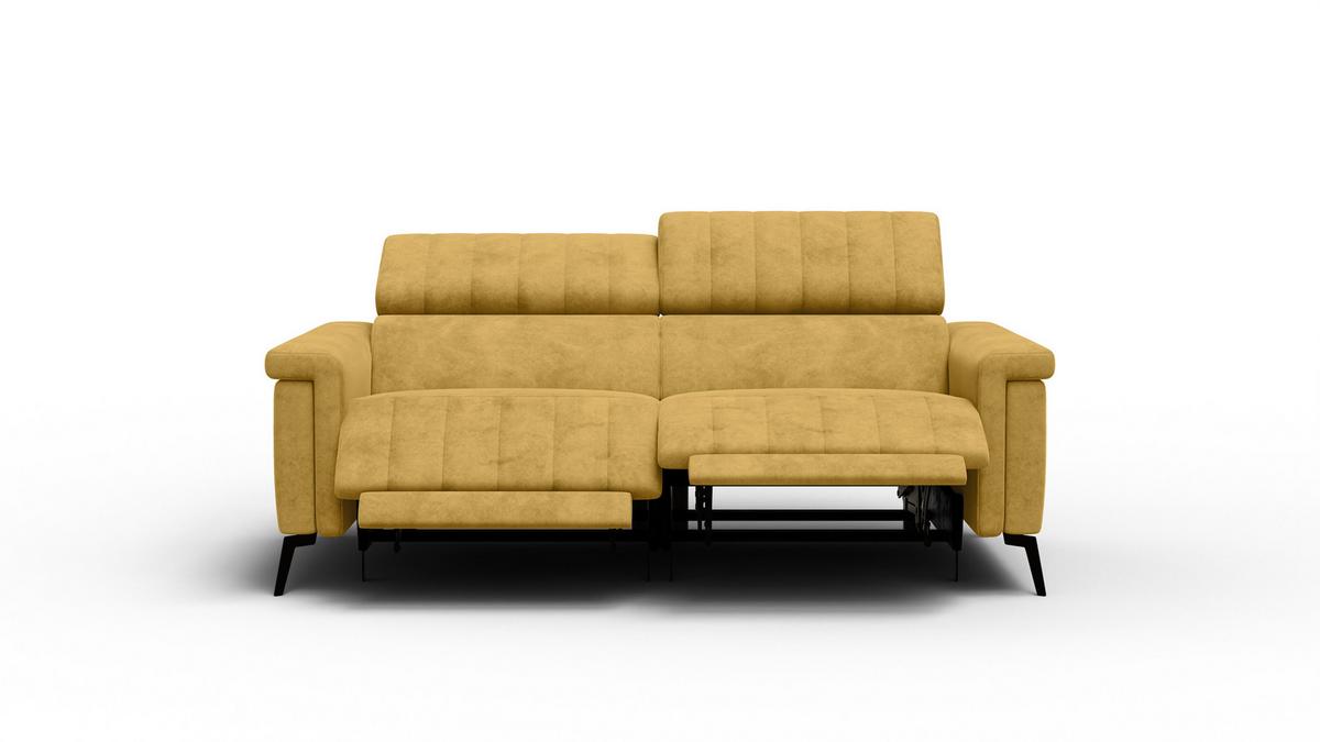 RELAXSOFA NORDEL 3-Sitzer, senfgelb - Gelb/Schwarz, Holz/Textil (194/80/105cm) - Wozimo