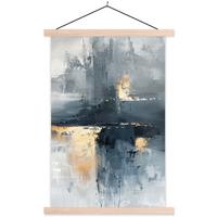 POSTER MIT MAGNETLEISTEN Kunst - Grau - Gold - Abstrakt Wandbild Schlafzimmer 60x90 cm - Dunkelgrau, Textil (60/90/0.15cm) - MuchoWow