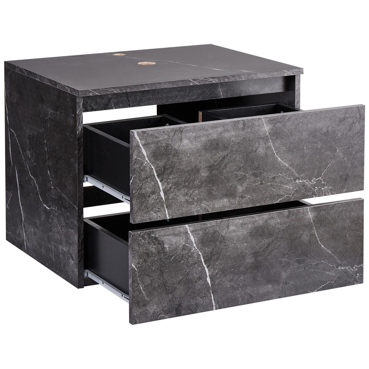 WASCHBECKENUNTERSCHRANK wandmontiertk 60 cm Schwarzer Marmor Serra - Schwarz, Holzwerkstoff (60/47/47cm) - Beliani