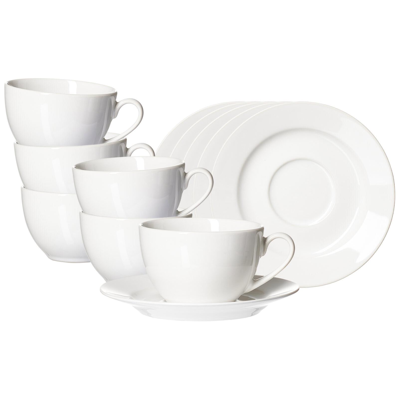 KAFFEETASSEN MIT UNTERTASSEN Volos weiß 220 ml 12-tlg. - Weiß, Keramik (15.5/8/15.5cm) - Ritzenhoff Breker
