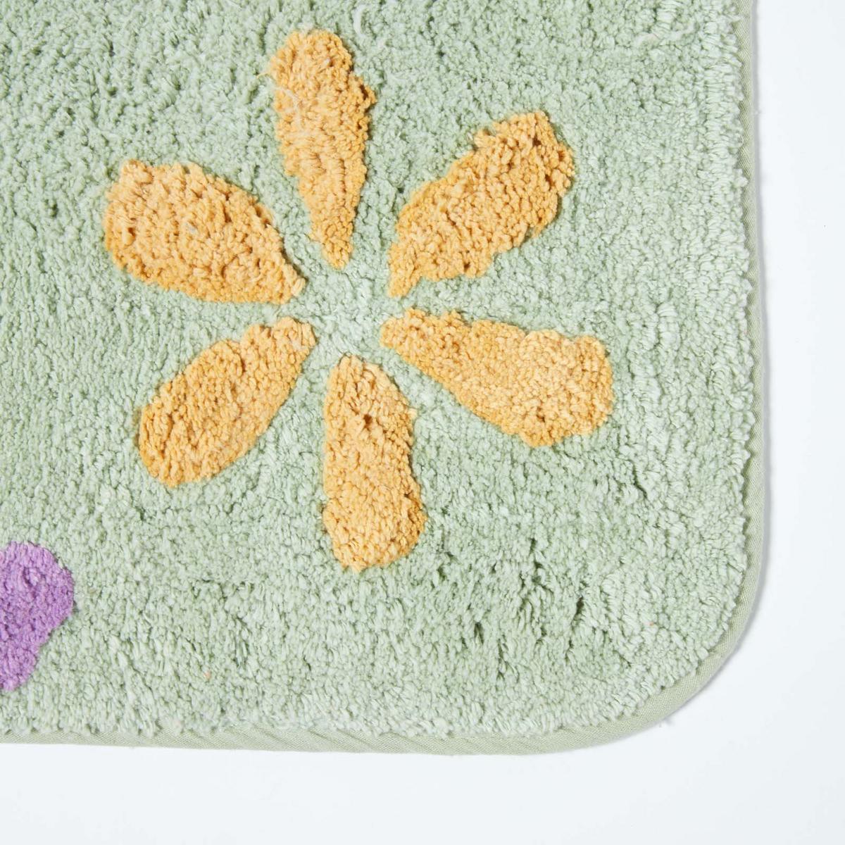 BADEMATTE Blumen 50/80 cm, Baumwolle - Multicolor, Textil (50/80cm) - Homescapes