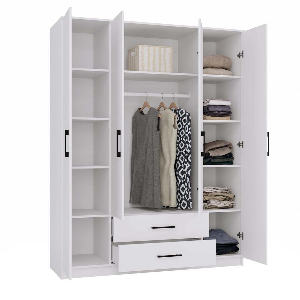 KLEIDERSCHRANK Weiß 160/205/52 - Weiß, Holzwerkstoff (160/205/52cm) - RAUMHIRSCH FURNITURE