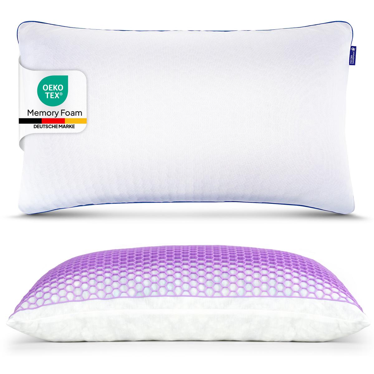 NACKENKISSEN Memory Foam 40x80 cm – ergonomisches Premium Kopfkissen mit kühlendem Bezug, formstabil & atmungsaktiv - Weiß, Textil (40/80cm) - Mister Sandman
