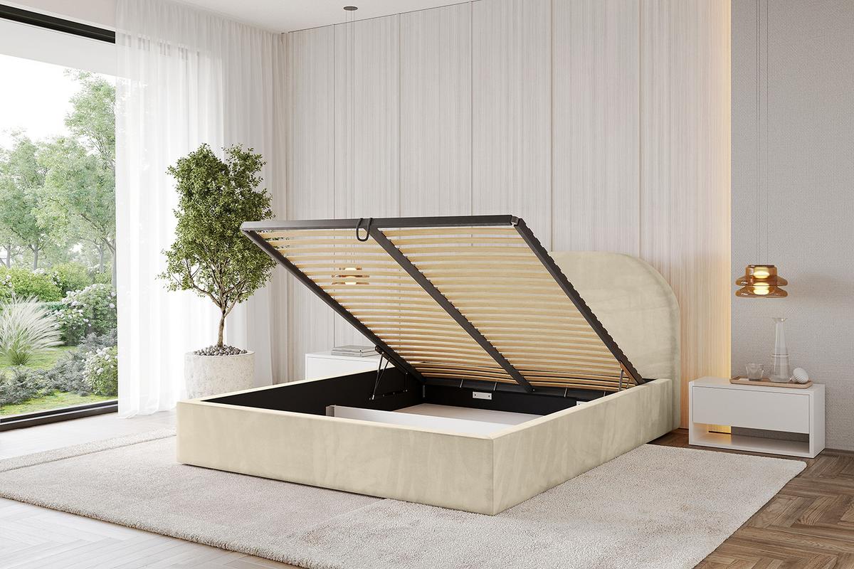 POLSTERBETT mit Bettkasten und Lattenrost, Boxbett ohne Matratze - TIVON 180x200 Beige - Ecru, Holzwerkstoff/Textil (180/200cm) - ALTDECOR