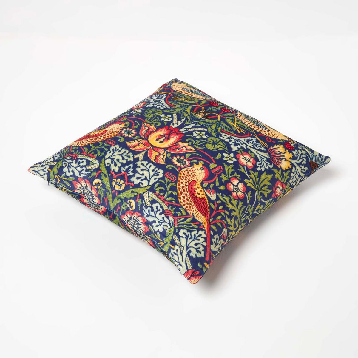 KISSENHÜLLE Strawberry Thief 45/45 cm Samt dunkelblau - Dunkelblau, Textil (45/45cm) - Homescapes