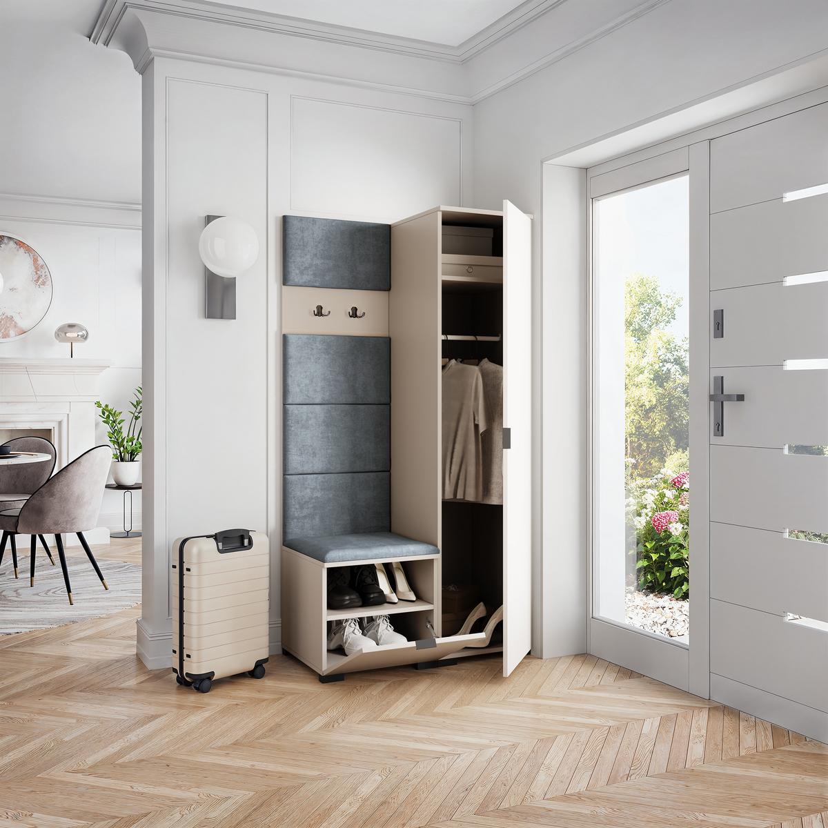 GARDEROBENSCHRANK LORI 95/181/51 cm Modern Garderobe-Set Kaschmir - Kaschmir/Grau, Holzwerkstoff (95/181/51cm) - MASSENO