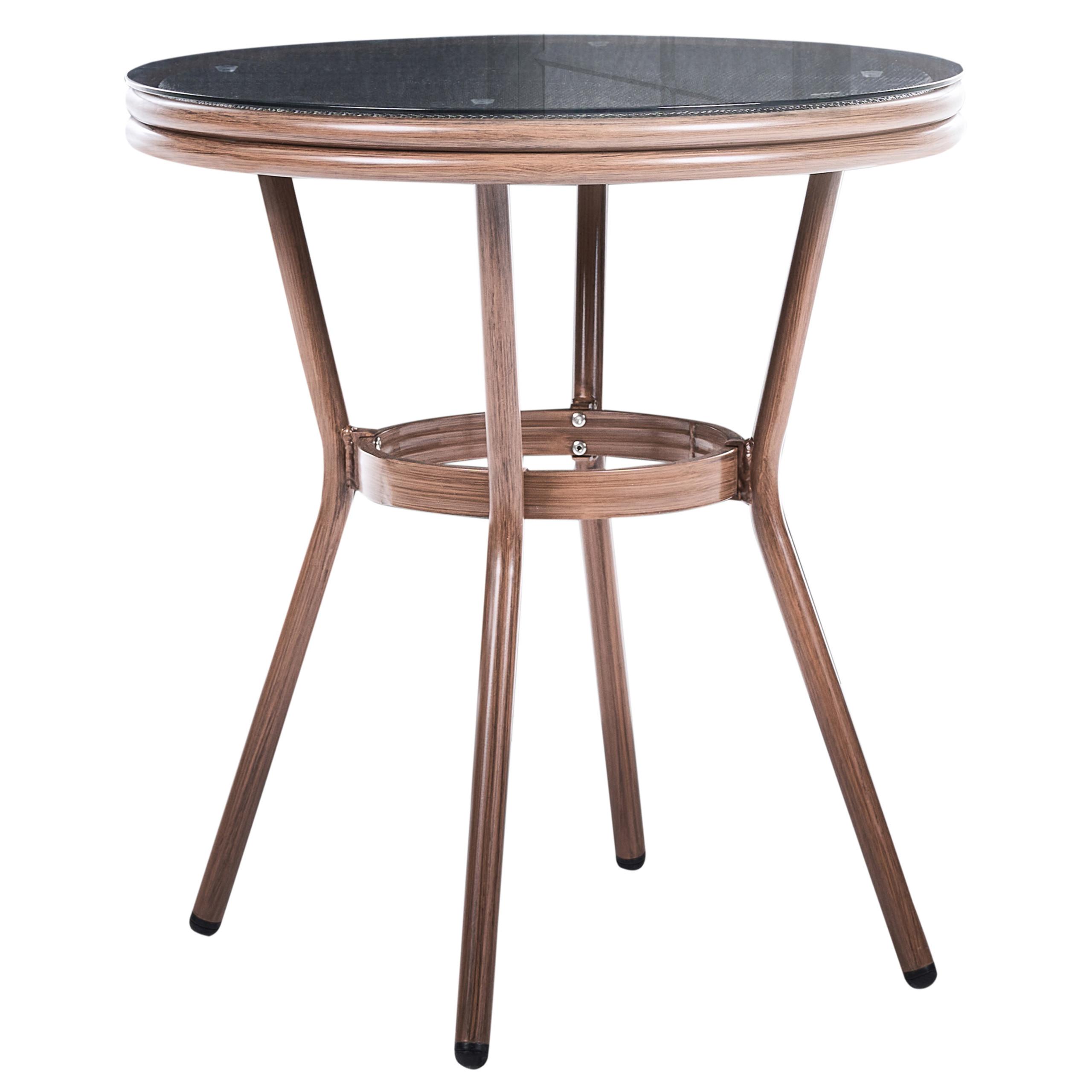 BISTROTISCH 70/70 cm Sicherheitsglas Grau Rifreddo - Grau, Kunststoff (70/70/76cm) - Beliani