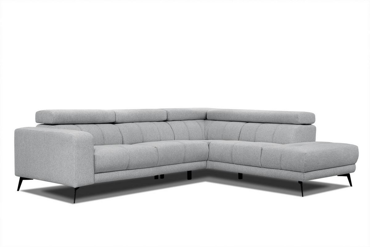 ECKSOFA MORELLO 5-Sitzer, silberfarben - Silberfarben/Schwarz, Holzwerkstoff/Textil (287/228cm) - Wozimo