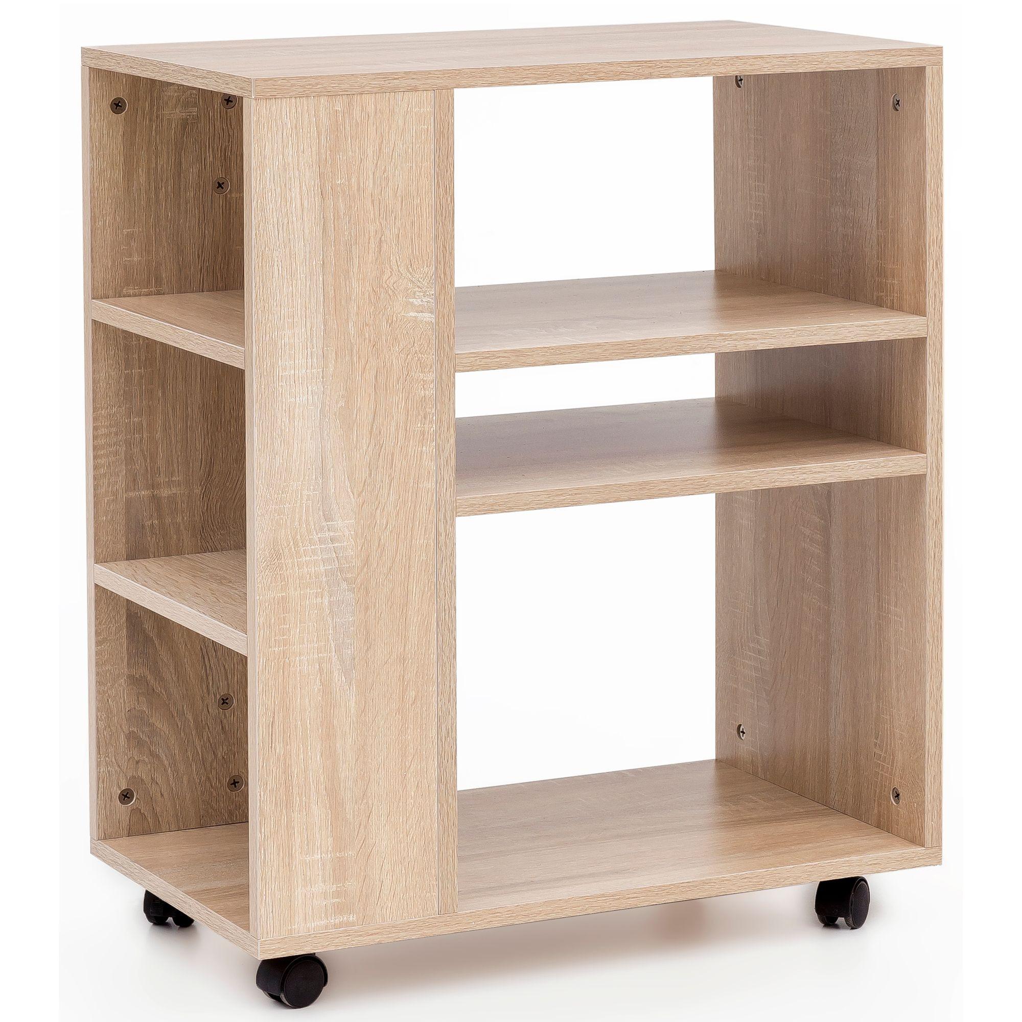 REGALWAGEN Holz Mit Rollen Schmal Modern, Sonoma 60x35x75 cm - Beige, Kunststoff (60/75/35cm) - KADIMA DESIGN