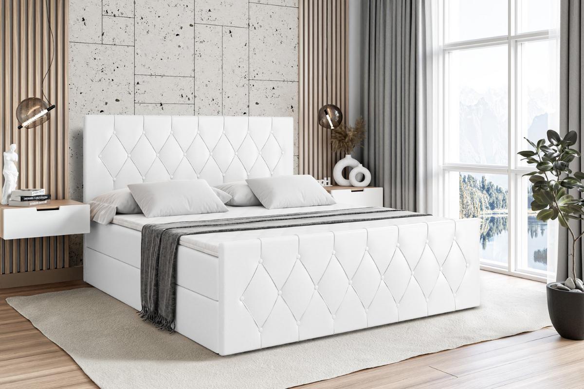 BOXBETT VELANTO-Z - 140 x 200 - H4 - Weiß Hochglanz - Weiß, Holzwerkstoff (140/200cm) - ALTDECOR