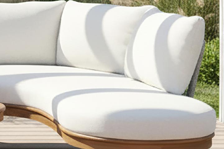 Loungegarnitur inkl. Rücken- und Sitzkissen weiß Bezug Bouclé abnehmbar und waschbar wetterfest Quick dry foam schnell trocknender Schaumstoff