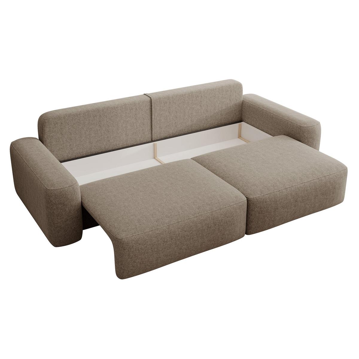 SCHLAFSOFA Carnos Hellbraun Chenille - Hellbraun/Schwarz, Kunststoff/Textil (257/82/105cm) - Selsey