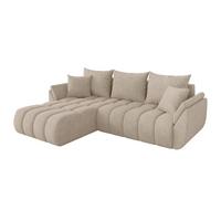 ECKSOFA mit Schlaffunktion Ottomane Links TOKO-L-v1 277x194x86 Beige Velours - Schwarz/Sahara, Holzwerkstoff/Kunststoff (277/194cm) - ALTDECOR