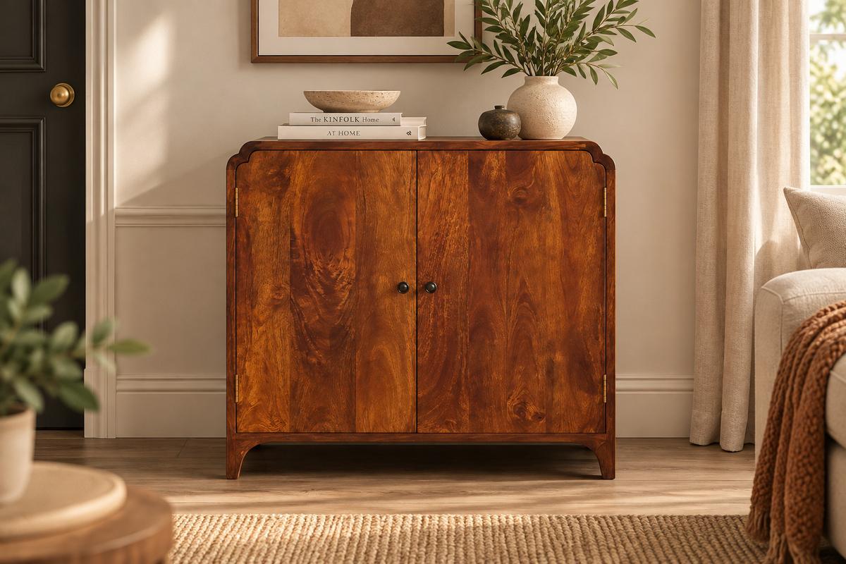 SCHRANK Rich-Kastanien-Finish, 2 Regale innen, Braun - Braun, Holz (35/80/70cm) - Artisan Furniture