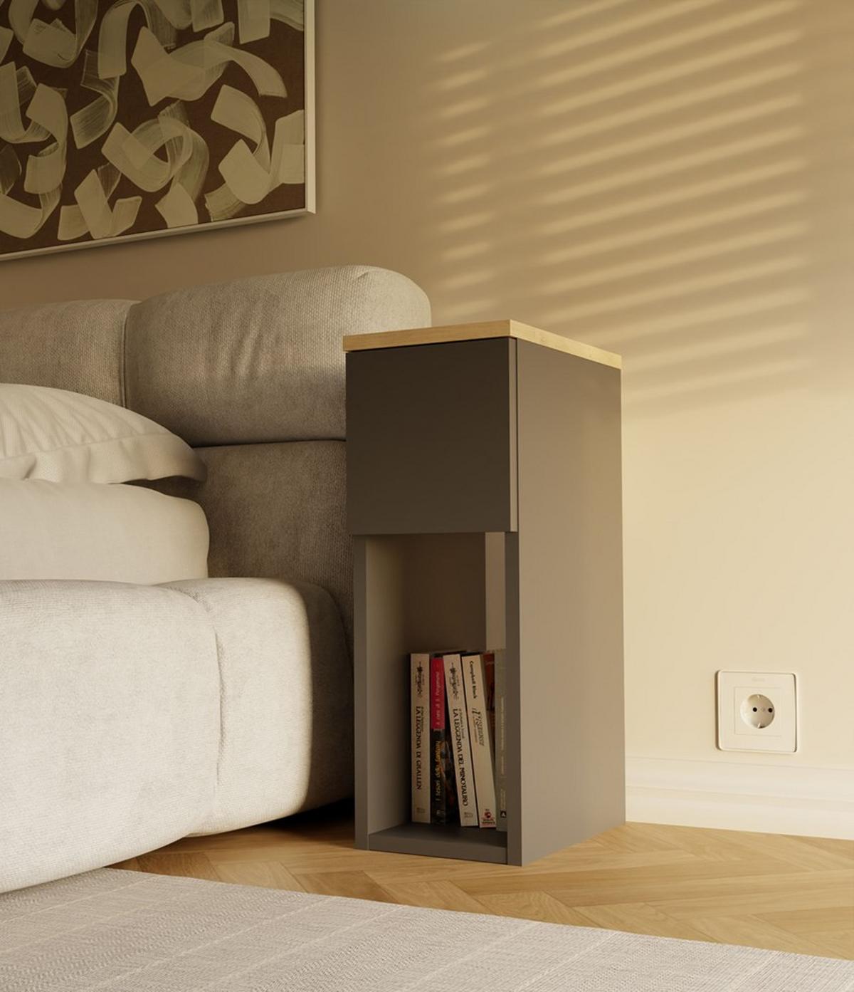 NACHTTISCH Anthrazit, Artisan 20/55/30 - Anthrazit, Holzwerkstoff (20/55/30cm) - RAUMHIRSCH FURNITURE