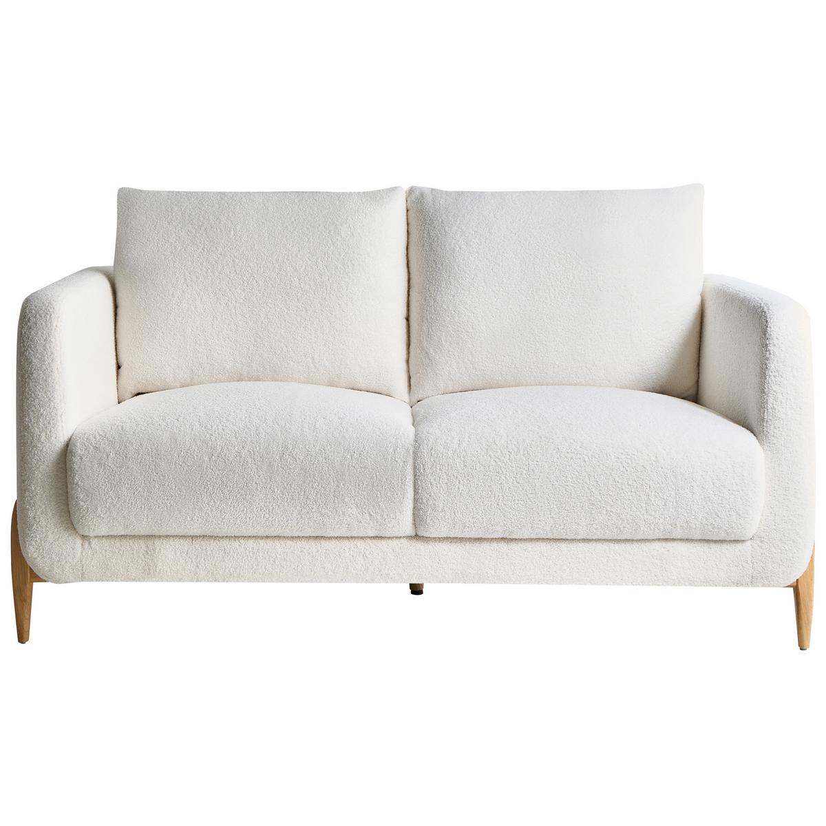 2-SITZER-SOFA Bouclé Weiß Gimo - Hellbraun, Textil (149/83/80cm) - Beliani