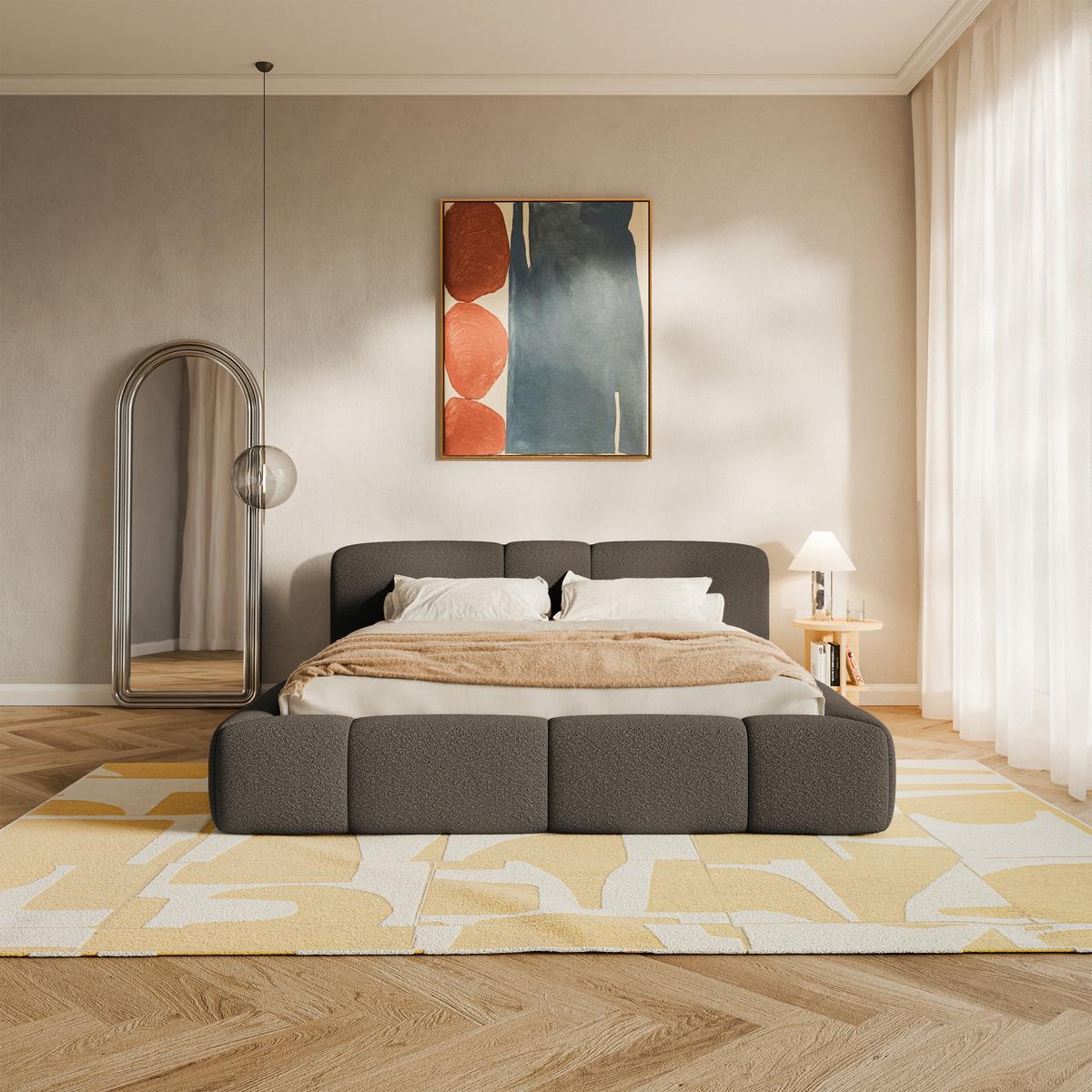 POLSTERBETT Bowia, Braun Bouclé, 160x200 cm - Schwarz/Braun, Textil (160/200cm) - Selsey