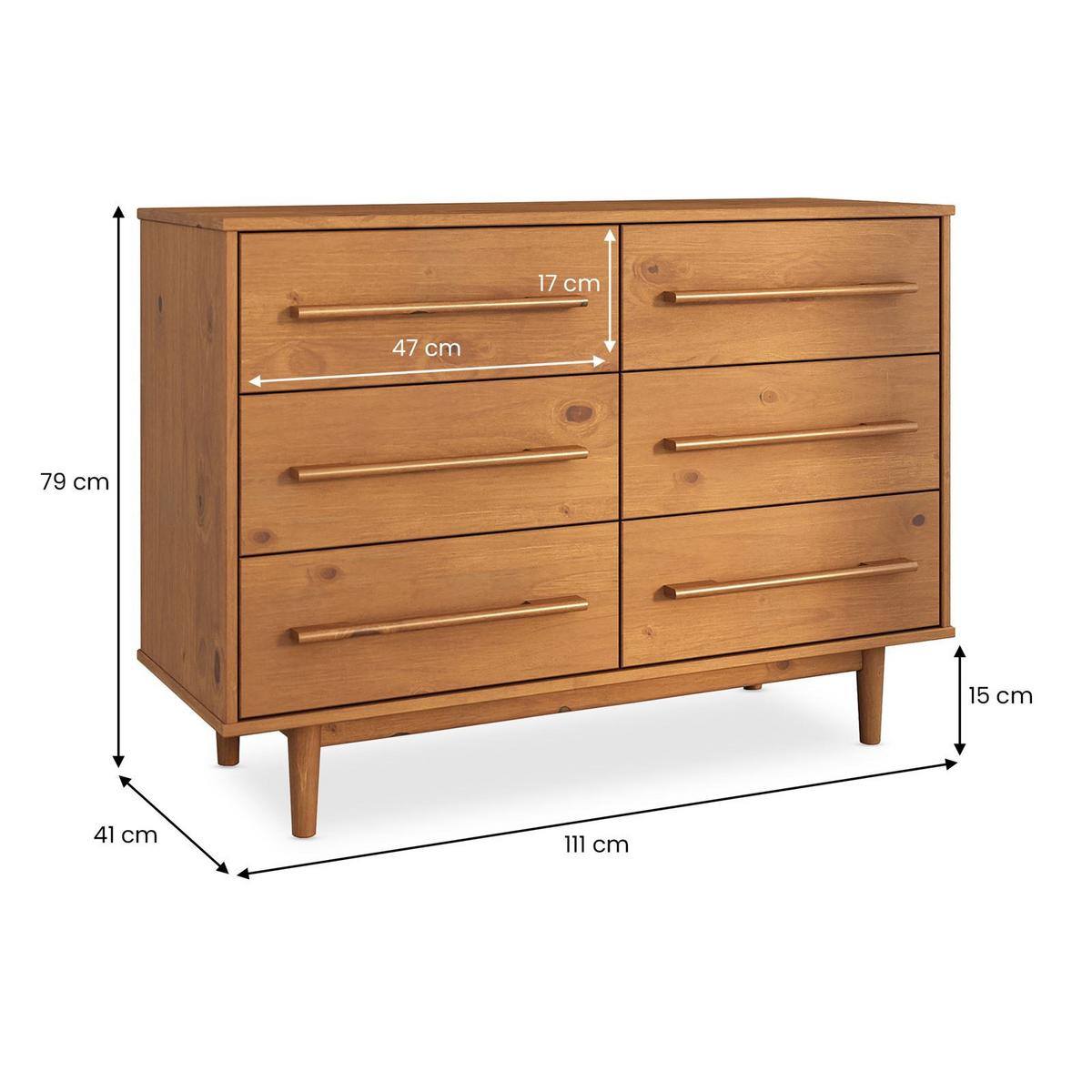 KOMMODE TECCA Eiche - Eichefarben, Holz (111/79/41cm) - IDIMEX