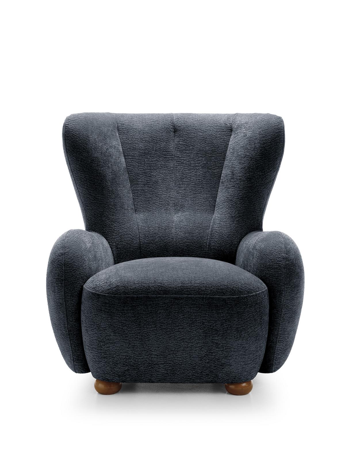SESSEL MIST, Polstersessel Klassisch Loungesessel, Chenille-Stoff Schwarz - Schwarz, Holz/Holzwerkstoff (88/91/100cm) - MASSENO