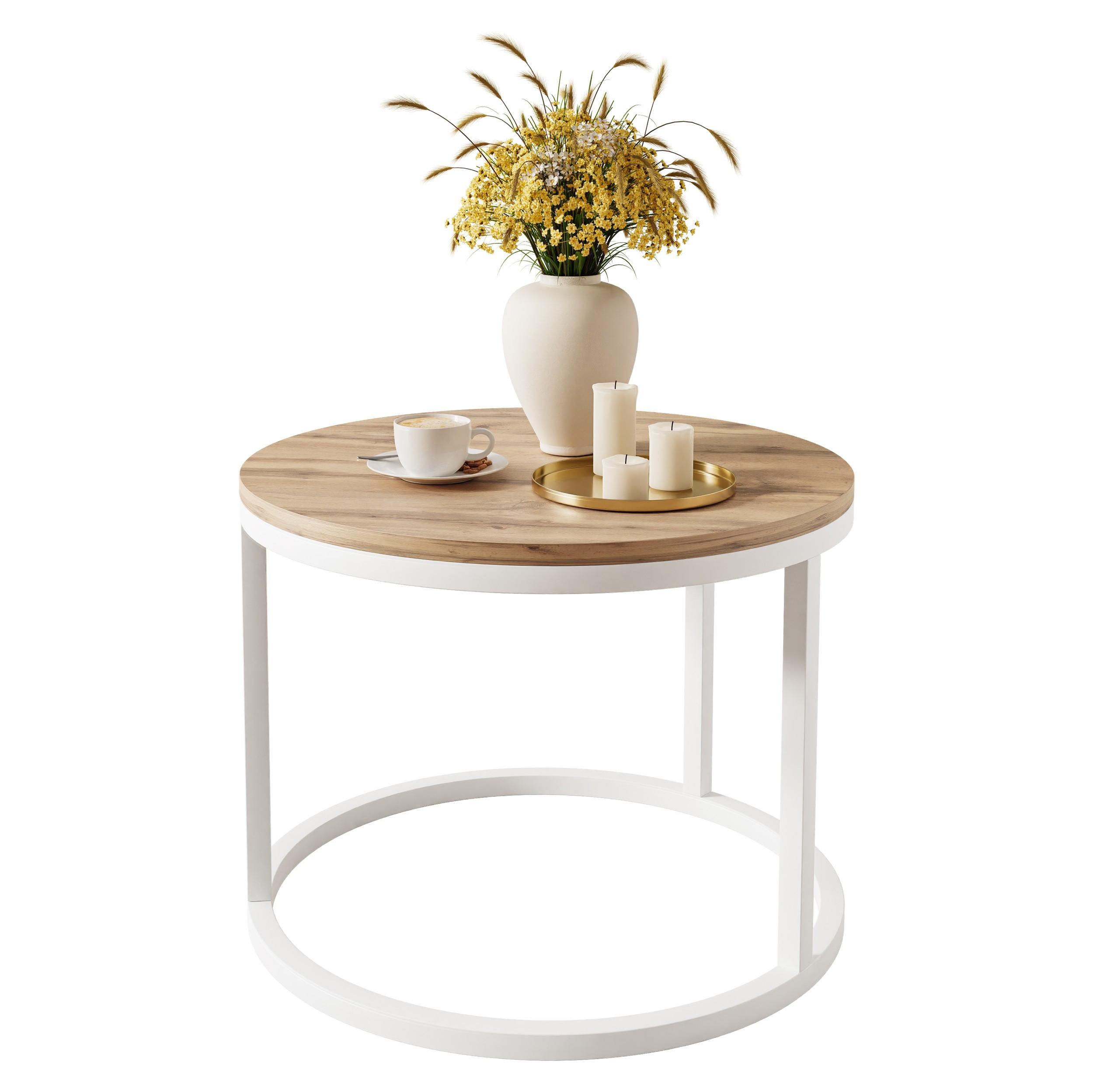 COUCHTISCH CIRI Eichenholz Wotan - Eiche Wotan/Weiß, Holzwerkstoff (60/60/42cm) - Lookway