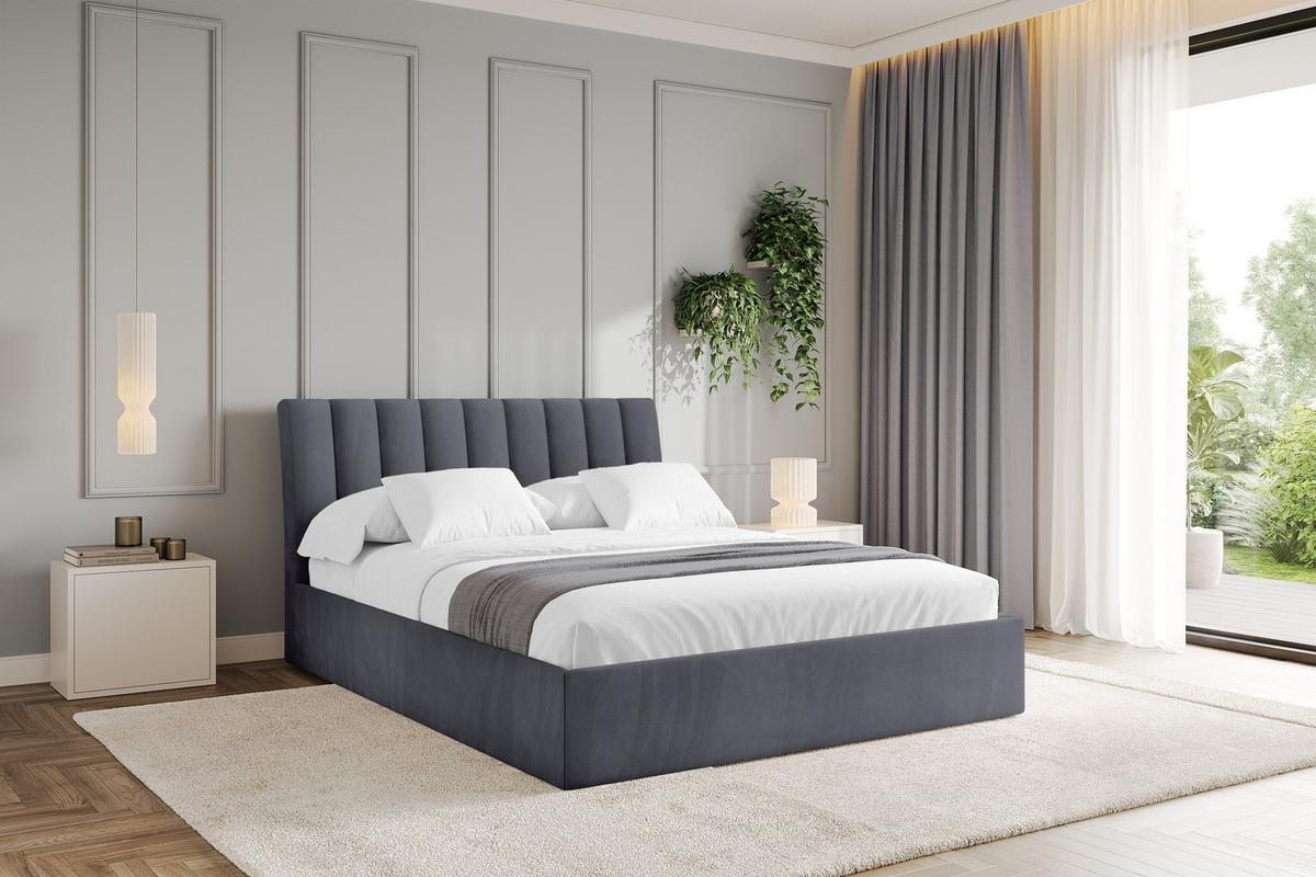 POLSTERBETT mit Bettkasten und Lattenrost, Bett mit Matratze H3/H4 - ILAN 180x200 Dunkelgrau - Dunkelgrau, Holzwerkstoff/Textil (180/200cm) - ALTDECOR