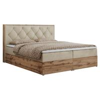 BOXBETT VENETO 160/200 Beige Velvet - H3 - Beige, Holz/Textil (160/200cm) - MKS