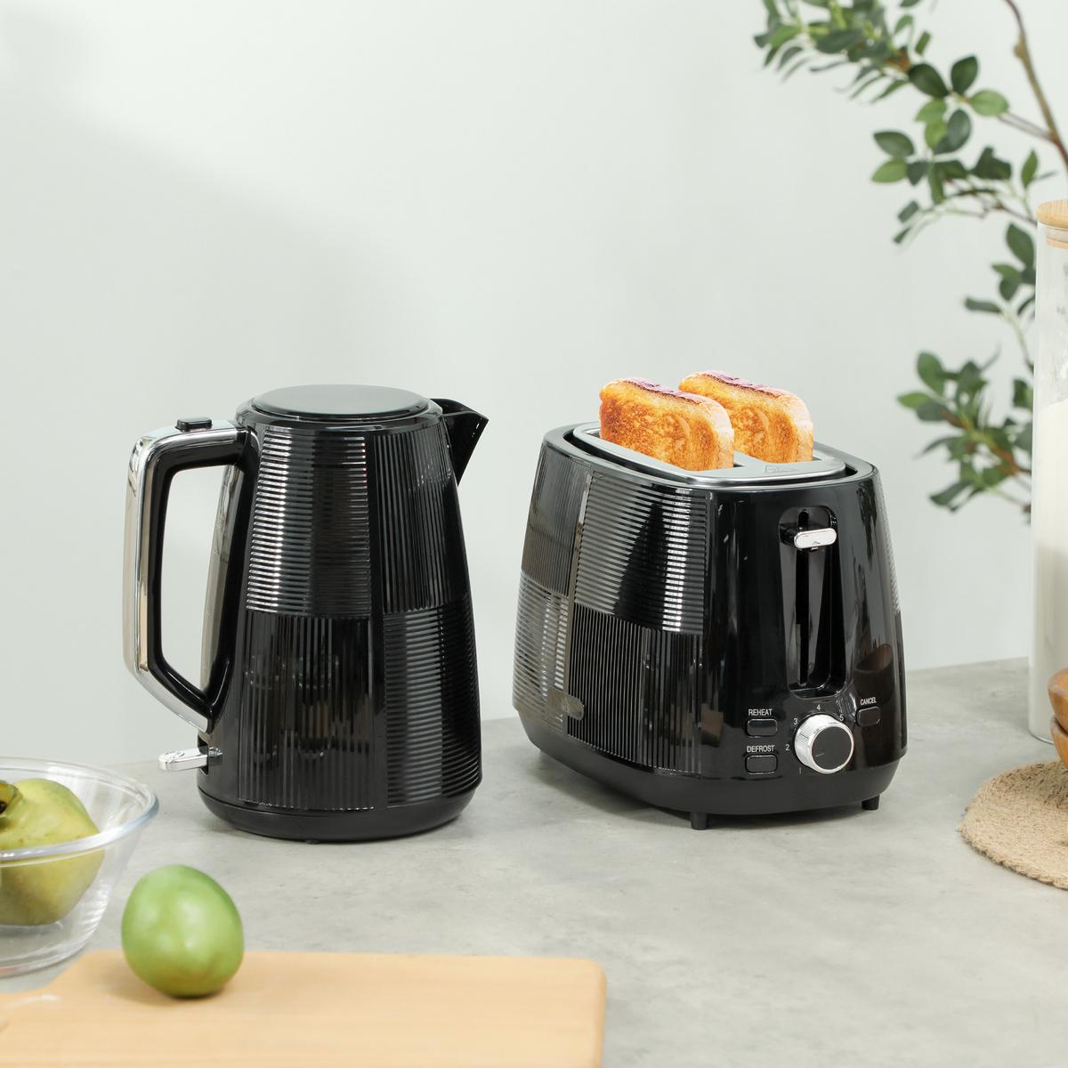 KOCHER-TOASTER-SET 2er Set Kunststoff Stahl Schwarz - Schwarz, Kunststoff (15.6/23.3/20.4cm) - HOMCOM