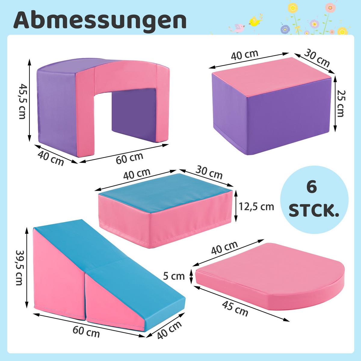 SCHAUMSTOFFBLOCK Lila (7-teilig) - Lila, Leder (40/25/30cm) - COSTWAY
