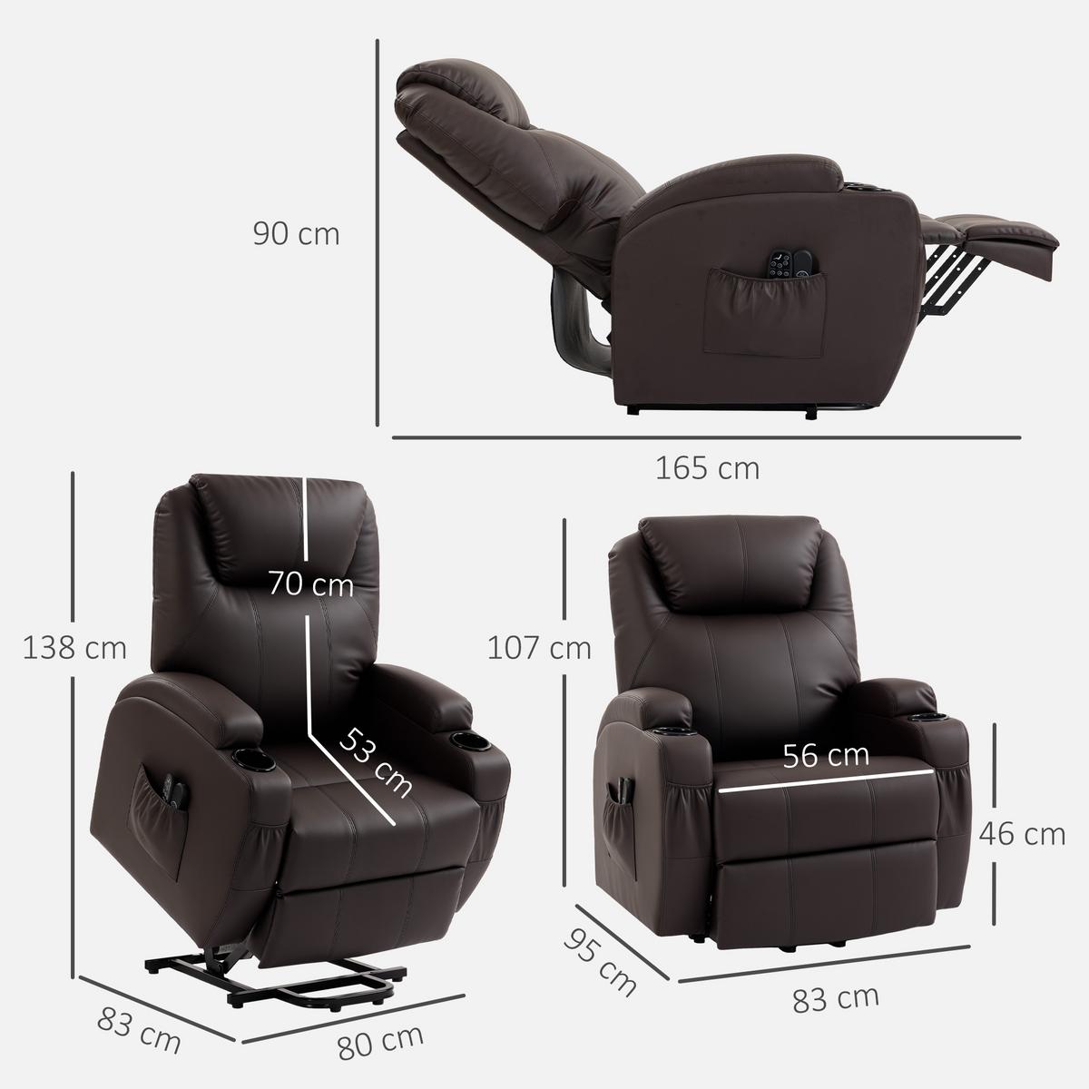 RELAXSESSEL Kunstleder Metall Bräune - Schwarz/Braun, Textil/Metall (83/107/95cm) - HOMCOM