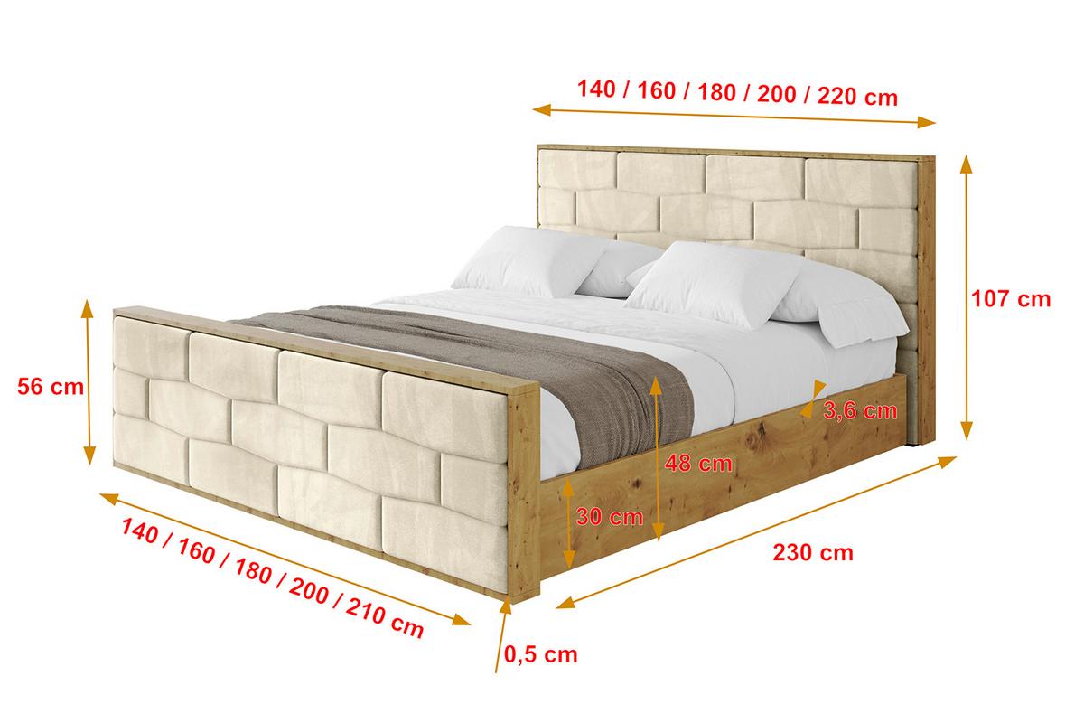 POLSTERBETT mit Bettkasten, Fußteil und Lattenrost, Boxbett mit Matratze H3/H4 - ENZO8-Z 200x200 Beige - Ecru, Holzwerkstoff/Textil (200/200cm) - ALTDECOR