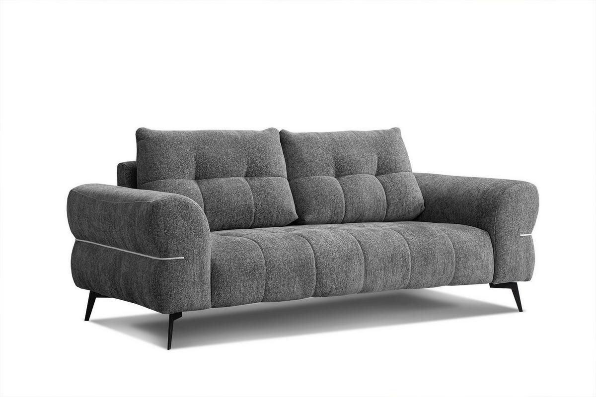 SOFA SALVINI 3-Sitzer, graphitfarben - Graphitfarben/Schwarz, Holzwerkstoff/Textil (176/88/99cm) - Wozimo