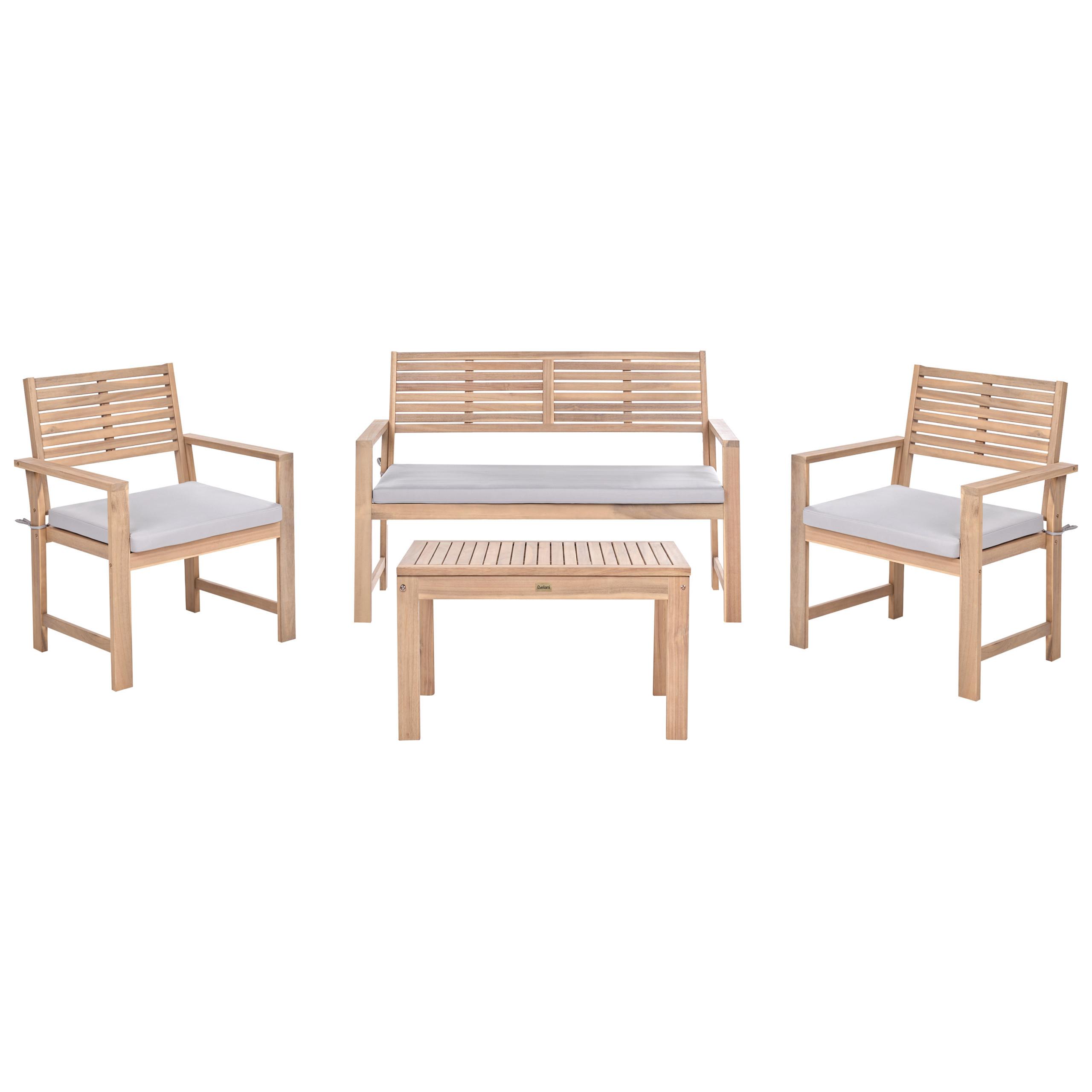 LOUNGE-SET mit Tisch 4-Sitzer zertifiziertes Akazienholz Grau Fiames - Dunkelgrau/Braun, Holz - Beliani