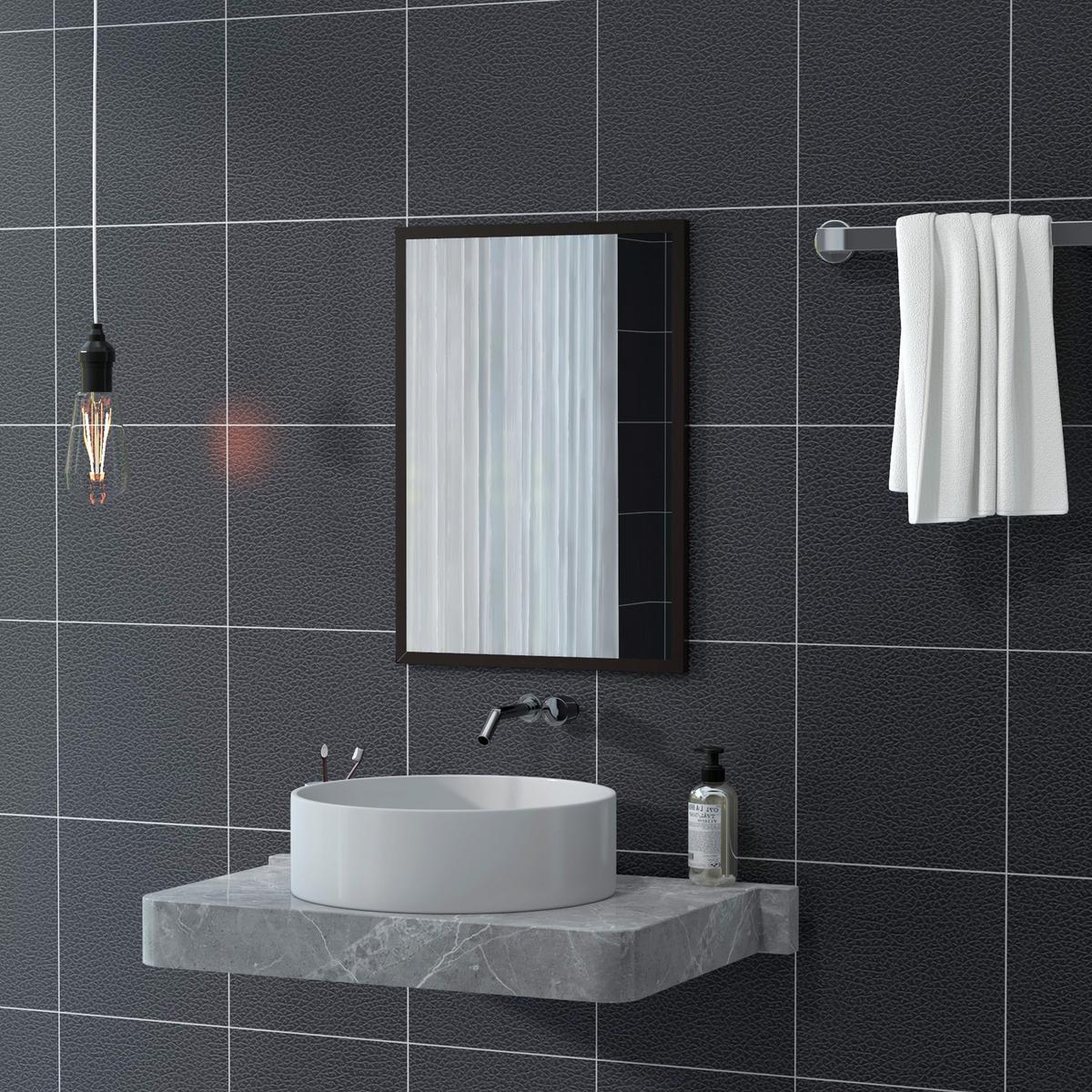 WANDSPIEGEL MDF Glas Schwarz - Schwarz, Holzwerkstoff (2/70/50cm) - HOMCOM