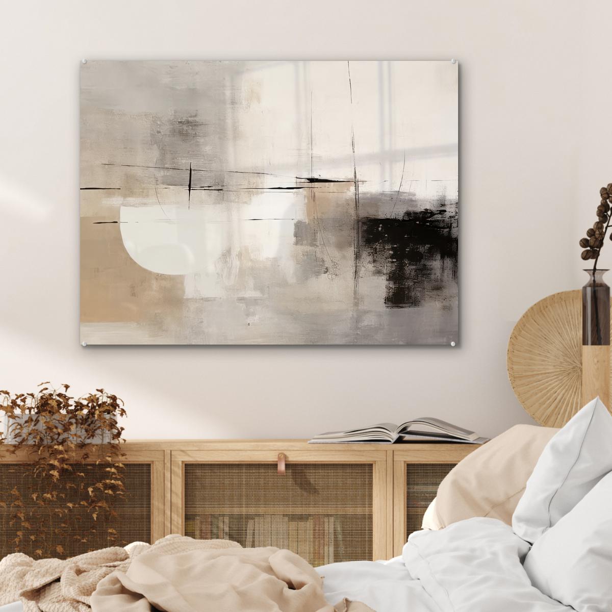 ACRYLGLASBILD Abstrakt - Kunst - Grau 80x60 cm - Hellgrau, Glas (80/60cm) - MuchoWow
