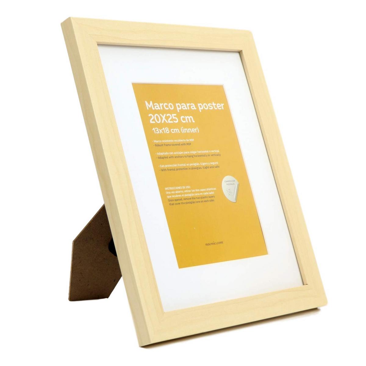 RAHMEN Set mit 10 aus MDF und Acrylglas Schutz und Aussteller für Fotografien, Bilder, Poster, Gemälde Farbe Hellholz 20x25, 13x18, 10x15 cm - Beige, Holz (20/3cm) - Nacnic