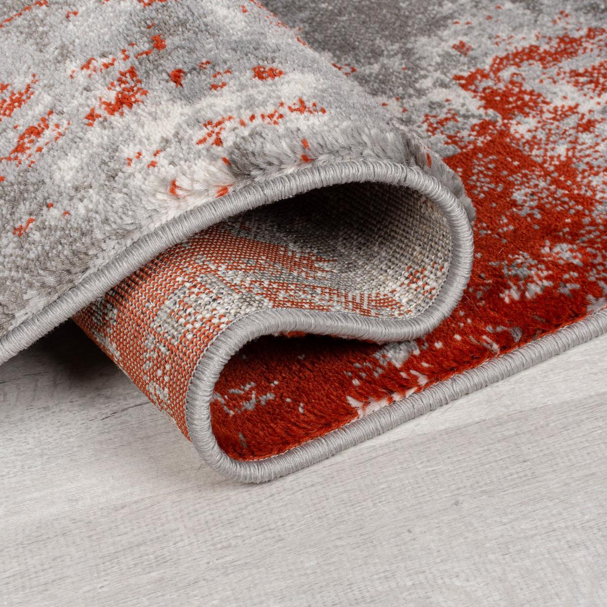 TEPPICH DEE, abstrakt, Rot-Grau, 80 x 150 cm - Rot, Textil (80/150cm) - KADIMA DESIGN