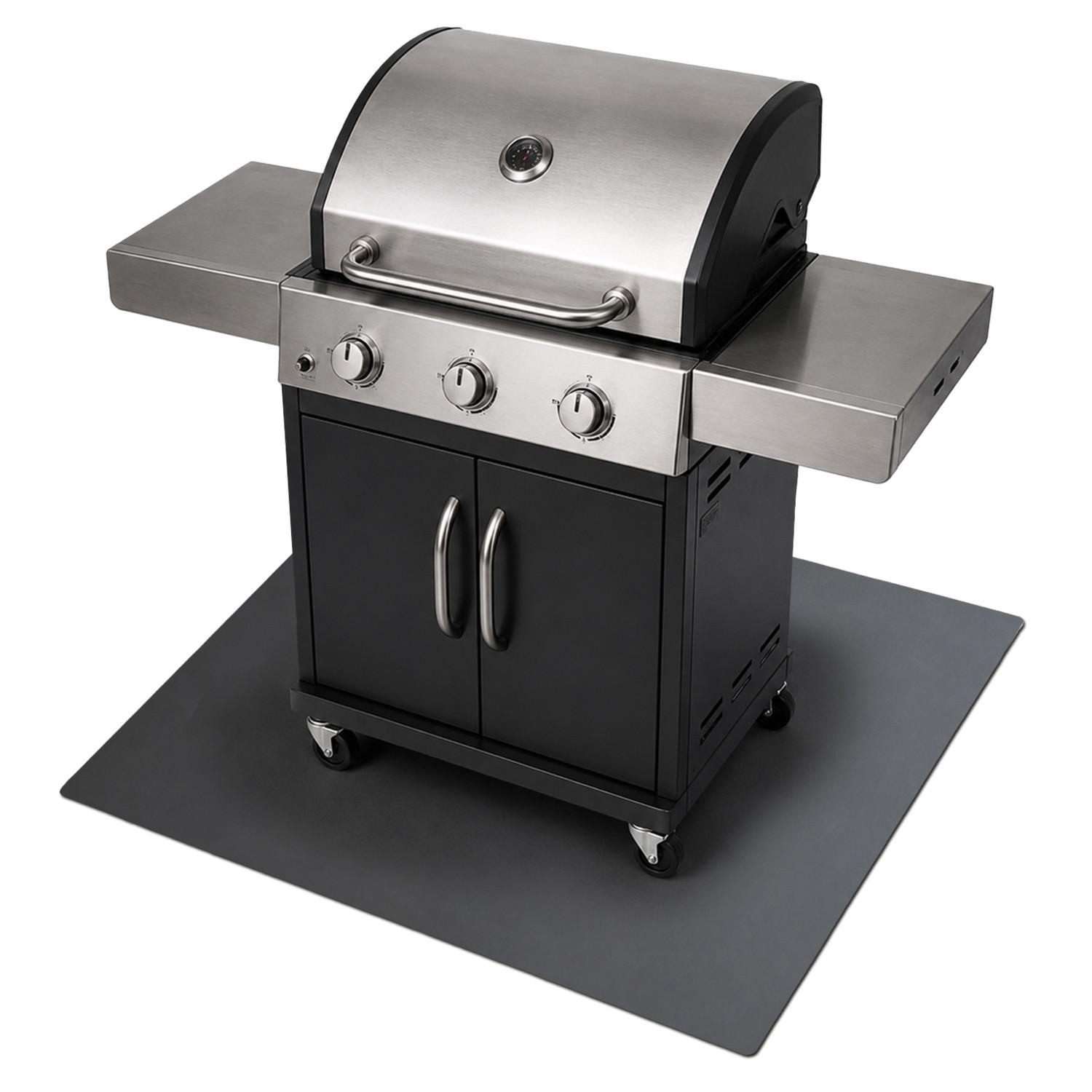 GRILLUNTERLAGE Bodenschutzplatte Metall Schwarz 100x80 cm - Schwarz, Metall (100/80/0.1cm) - TULUP