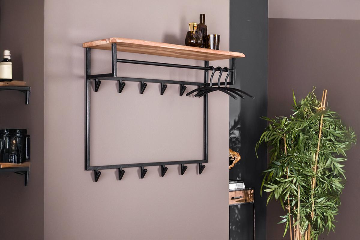 GARDEROBE NEREA Schwarz Akazie - Schwarz, Metall (100/80/33cm) - KAWOLA