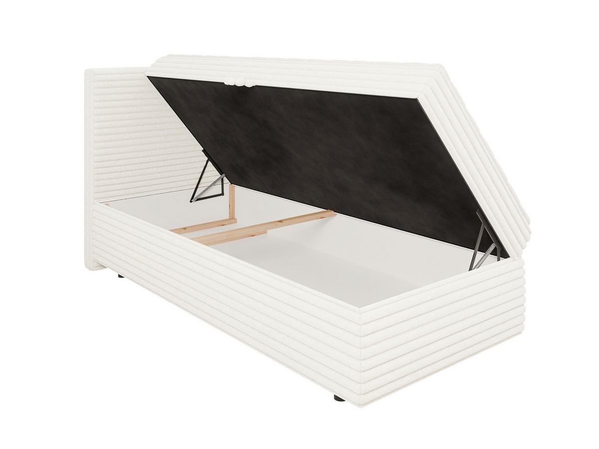 BOXBETT Roma 90/200 cm Hellbeige Plüschcord - Beige/Schwarz, Holz/Kunststoff (90/200cm) - S-Style