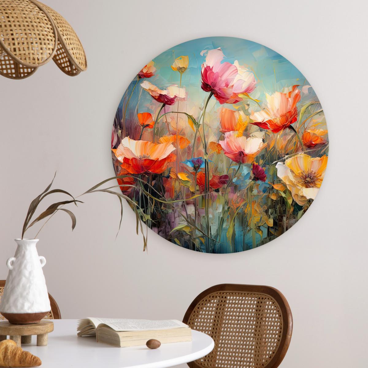 WANDBILD Blumen - Aquarell - Kunst - Botanisch - Natur Wanddeko Schlafzimmer 60x60 cm - Orange, Kunststoff (60/60cm) - MuchoWow