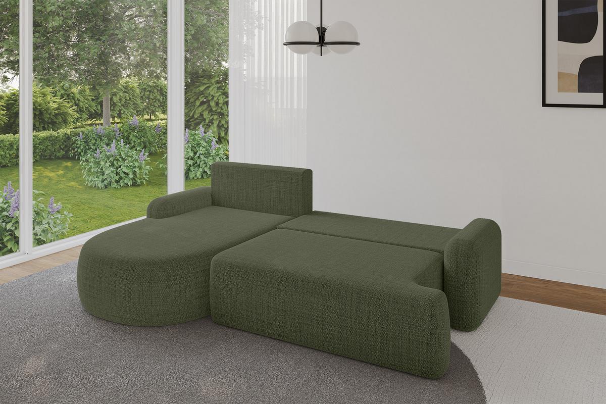 ECKSOFA mit Schlaffunktion und Bettkasten LIRA-L - 264x172x89 Grün - Grün, Holzwerkstoff/Textil (264/172cm) - ALTDECOR