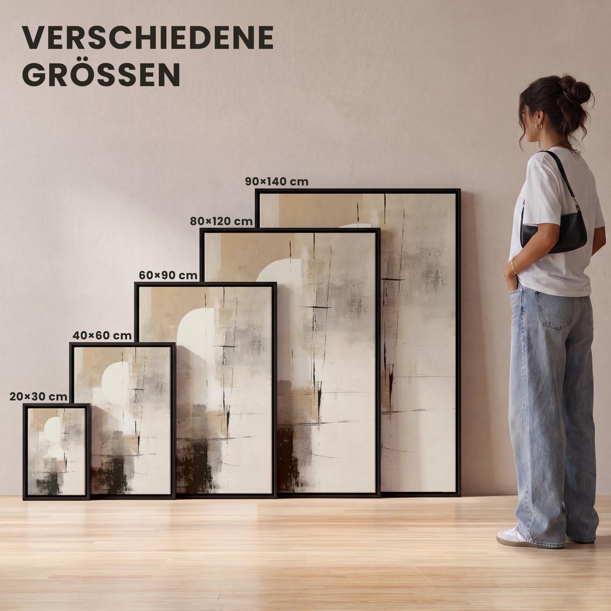 LEINWAND Bilder mit Rahmen - Abstrakt - Kunst - Grau - 40x60 - Hellgrau, Textil (40/60cm) - MuchoWow